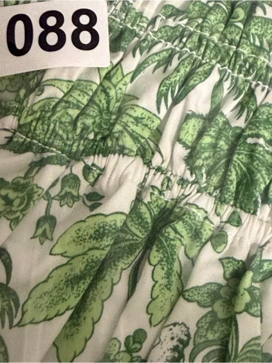 Staud Faye Puff Sleeve Mini Dress Green Tropical Toile Chinoiserie Print Small - Picture 14 of 14